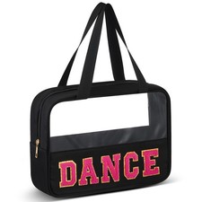 Chenille Letter Dance Bag Preppy Patch Clear Makeup Toiletry Storage Pouch