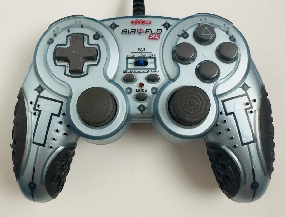 Nyko Air Flo XL Playstation PS2 Controller Grip Fans Blue Wired 