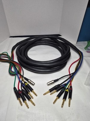 20ft Neutrik 1/4 Jack Loom & 5-pin Male Din Braided Cable Way Multicore Stage 