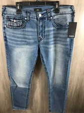 True Religion Gono Men's Size 38 Light Autumn Big T Flap Pocket Slim Leg Jeans