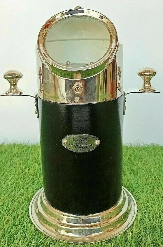 11" Brass Gimballed Ship Binnacle Compass on Wooden Base Nautical Gift Decor - Image 2 of 4