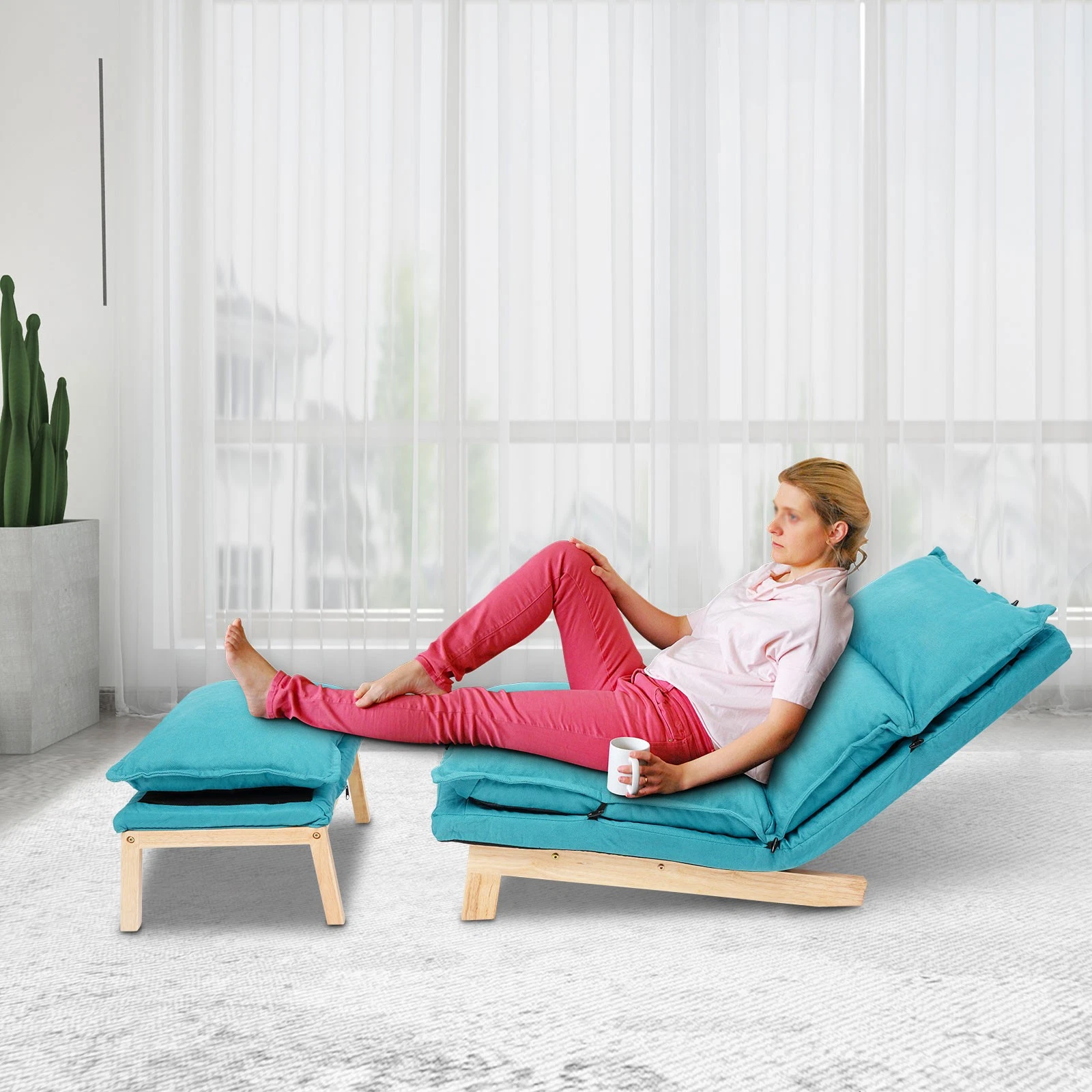 Blue Lounge Chair Single Lazy Sofa Leisure Balcony Adjustable Recliner
Opens in a new window or tab