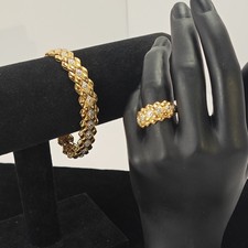 Ross Simons Bracelet & Ring Matching Sterling Silver Gold Vermiel Jewelry 34g