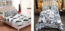 Dinosaur Queen Bedding Set: Fitted Sheet, Comforter  4 Pillowcases