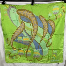 Vtg Christian Dior Silk Scarf 30 Sq Abstract Tulips Leaves 70s Vibe Retro Chic