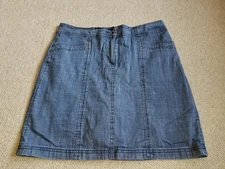 Womens Skort-KAREN SCOTT-blue cotton stretch chambray straight short-6