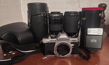 Lot Of Camera Equipment Lenses Are Functional Camera And Flash For Parts RD  