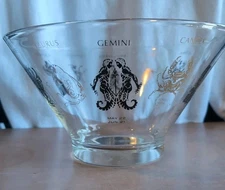 Vtg. Mid Century Zodiac Glass Bowl/ Salad. Black Gold, Entertaining  RARE