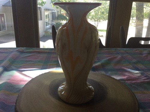 GORGEOUS 1970's BUZZINI BRIDGETON ART GLASS STUDIO PULLED FEATHER VASE- Signed! - Picture 5 of 11