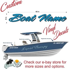 Boat Name Decal 8x48" / Custom Hull Graphic / Premium Marine Vinyl Lettering 2CL