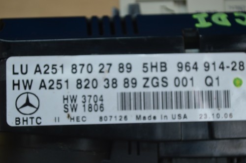 06-09 W251 MB R350 R320 DUAL ZONE CLIMATE A/C CONTROL SWITCH PANEL 2518702789 #2 - Bild 7 von 10