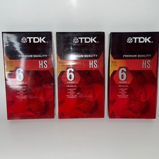 Lot of 3 TDK Premium Quality HS 6 Hours T-120 Blank VHS Tapes New Sealed
