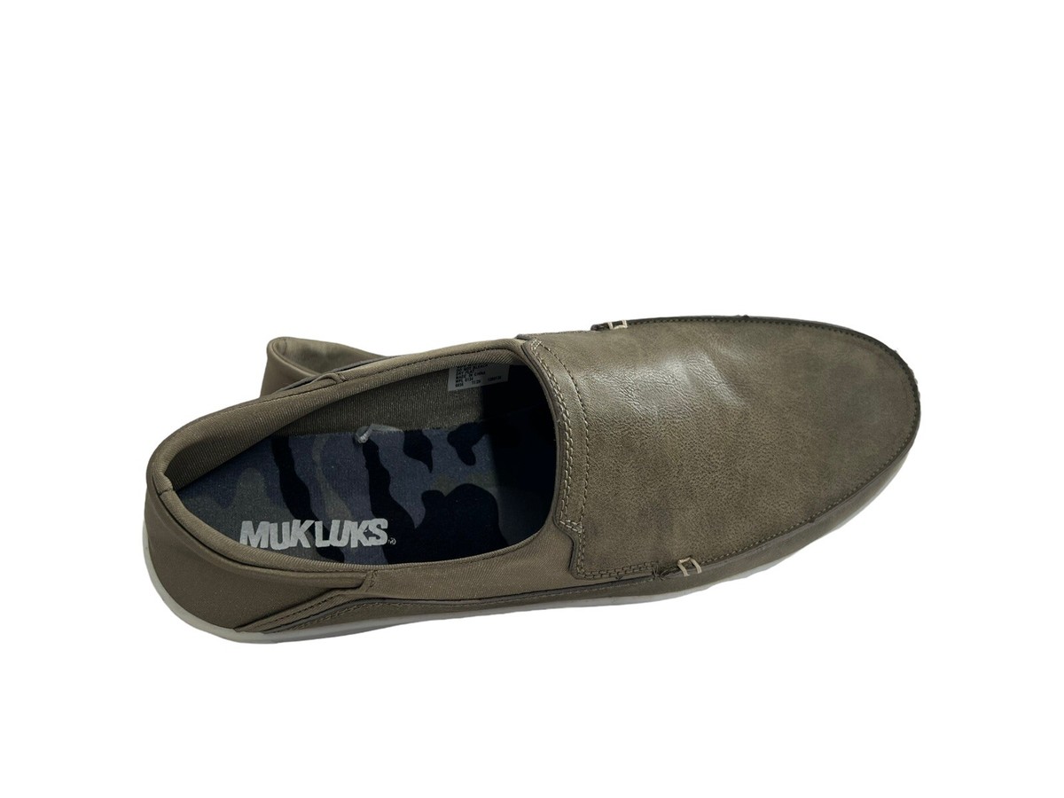 MUK LUKS Park Place Slip On Loafers Mens 12 Olive Green Faux Leather Gum Sole Mukluks Loafer Casual Shoes for Men for sale | eBay main image 4
