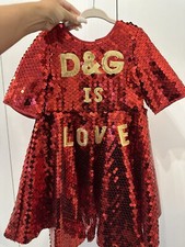 Gorgeous Girls Dolce And Gabbana Red Sequins  Party Sz3 Will Fit 2-4 Retail 2k