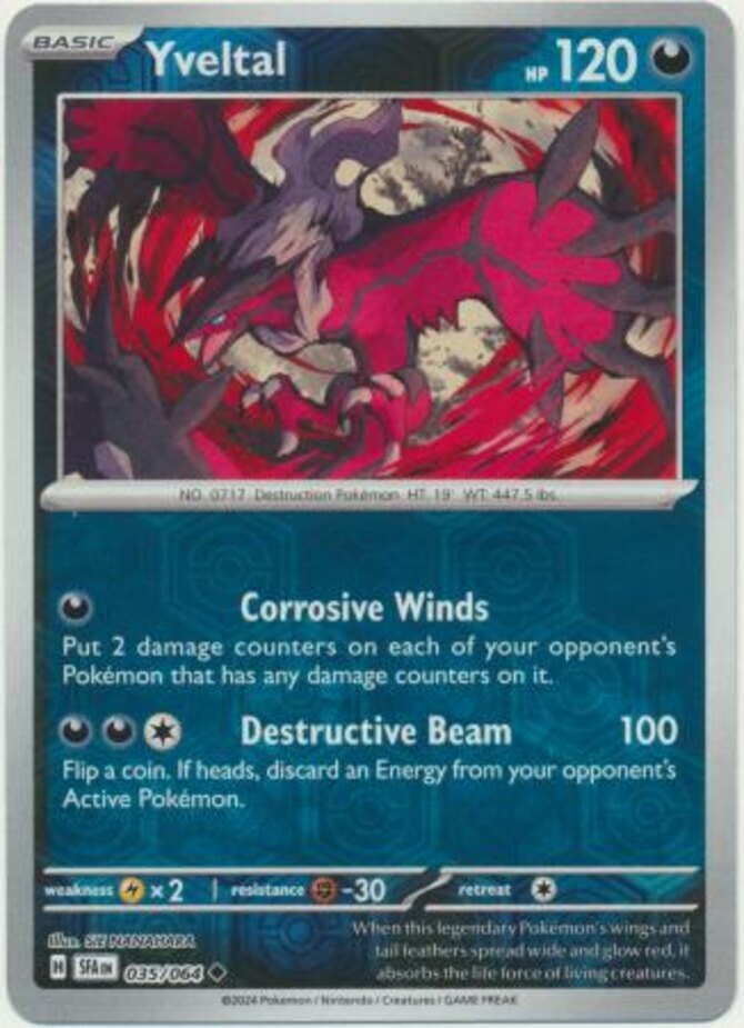 Pokemon Yveltal - 035/064 - Uncommon - Reverse Holo NM-Mint Shrouded Fable