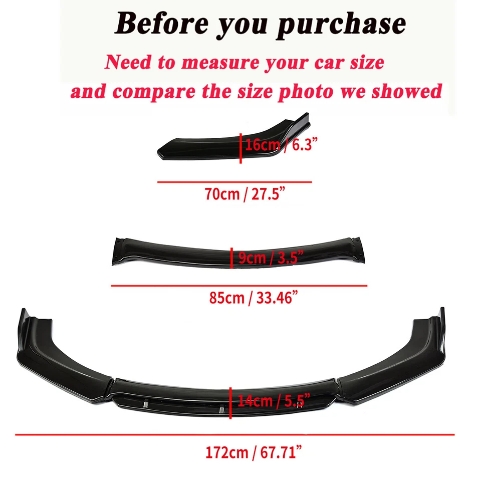 For Audi A3 A4 A5 A6 A7 Front Bumper Lip Spoiler Splitters Diffuser Gloss Black Foto 2 de 4