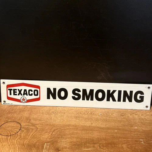 67 VINTAGE STYLE ''TEXACO NO SMOKING'' PORCELAIN DEALER SIGN 23X4 INCH
