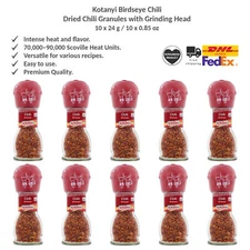 Kotanyi Birdseye Chili Mill, Hot Chili Flakes with Grinder, Spicy Chili 24g x 10