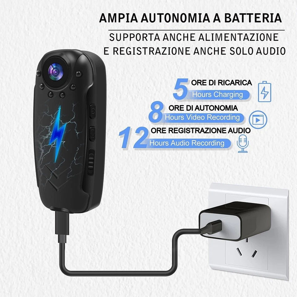 Mini Telecamera spia bodycam mini camera micro spycam camera infrarossi - Immagine 3 di 4