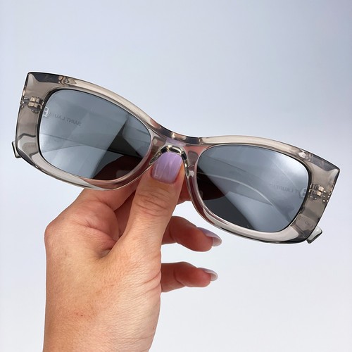 Saint Laurent Men Sunglasses Beige Grey Silver Square SL593 003 NEW - Picture 11 of 14