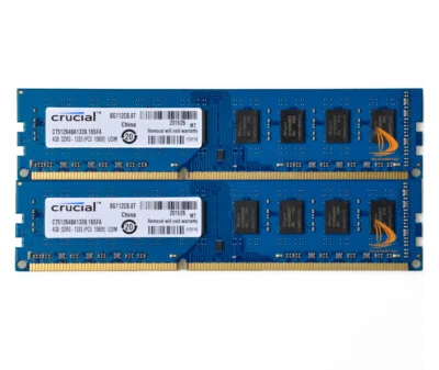 Kit RAM memoria desktop 8 GB Crucial 2 x 4 GB 2Rx8 PC3-10600U DDR3 1333 MHz DIMM