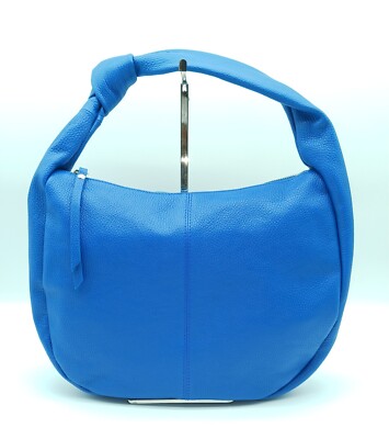 Italian Genuine Electric Blue Pebble Leather Hobo Shoulder