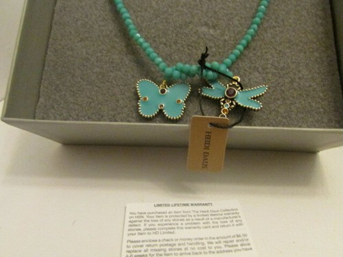 NEW HEIDI DAUS TURQUOISE ENAMEL & CRYTSAL BUTTERFLY & DRAGONFLY NECKLACE JB3 AAI - 第 3/6 張圖片
