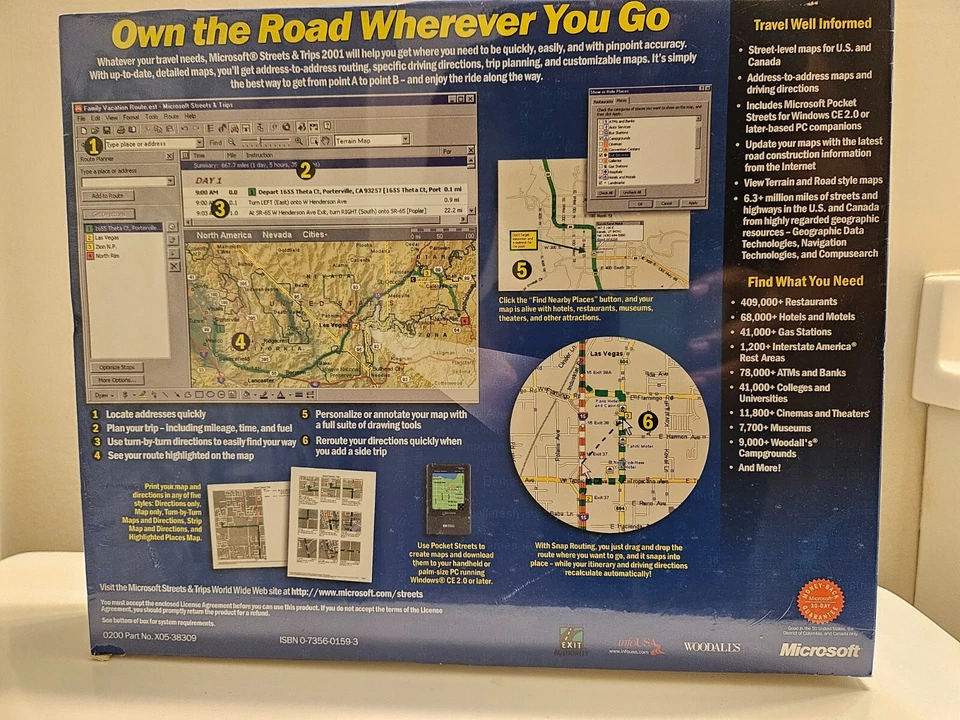 Microsoft Streets & Trips 2001 PC CD-ROM Own The Road Navigation On-Sale Deal - Image 2 of 4