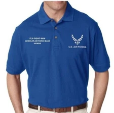 WHEELER AIR FORCE BASE*HAWAII*POLO &SWEATSHIRT EMBROIDERED.OFFICIALLY LICENSED