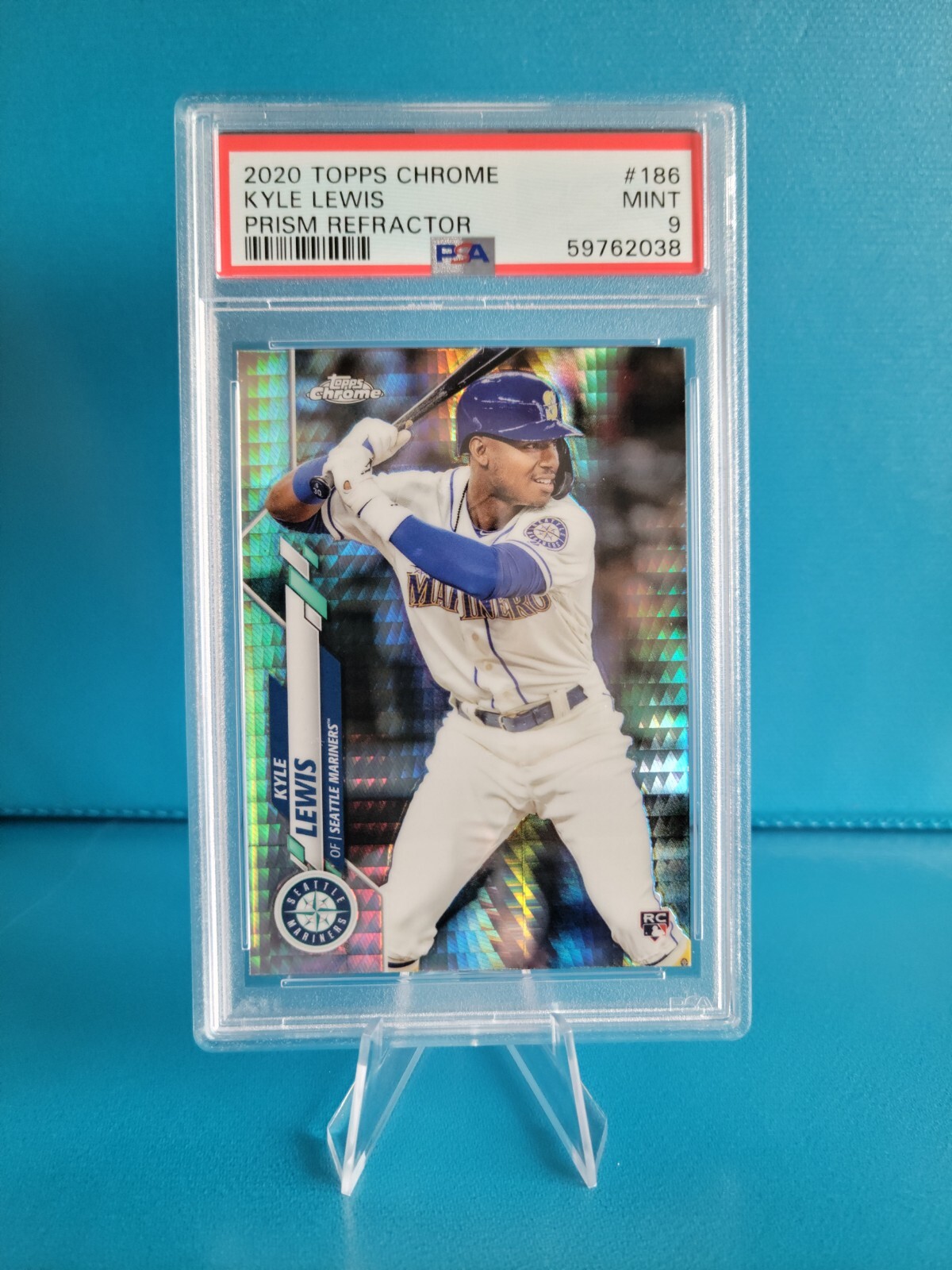 2020 Topps Chrome Kyle Lewis Prism Refractor Rookie RC PSA 9 MINT Mariners #186