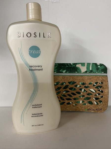 Biosilk Reconstructor Tratamiento de Recuperación 34 oz y bolsa de maquillaje Matrix 3