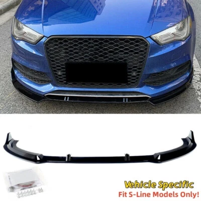 NARPES For Audi A3 S-Line S3 8V Front Lip Splitter Spoiler Gloss Black Body Kit 2013-16