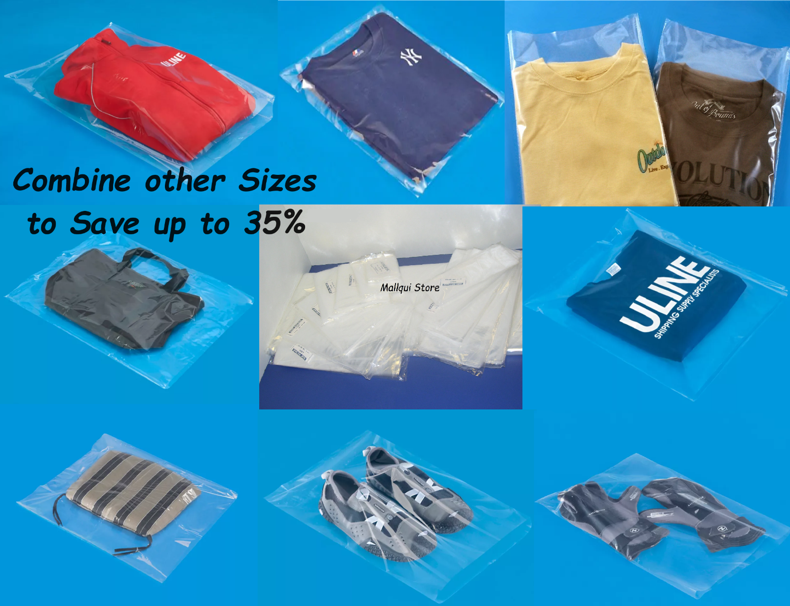 100 Clear 15x18 Poly Bags 1 MIL Thick Flat Open Top ULINE Quality