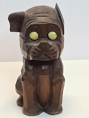 * vintage dogl ❀ きょとんとしたお顔が 可愛い ワンちゃん Antique 1926 OSWALD Germany Rotating 'Rolling Eyes' Carved Figural