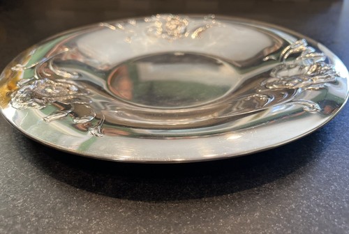 Antique Art Nouveau 12" Round Silver Plate Bowl with Repousse Poppies - Picture 5 of 8