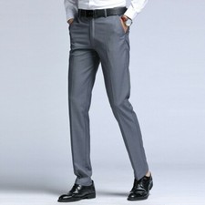 Pantaloni A Vita Alta Eleganti Per Ufficio Uomo, Slim Fit, Gamba Dritta