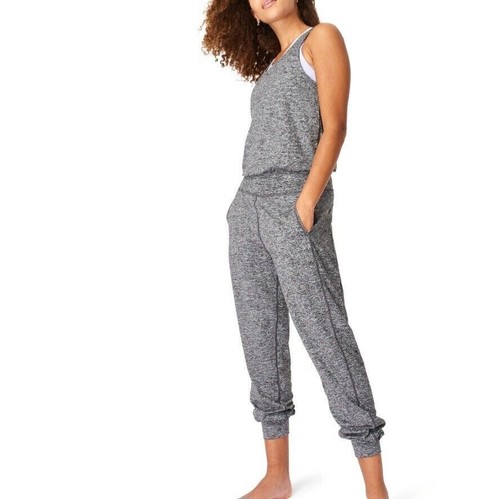 Sweaty Betty Gary Sleeveless Studio Jumpsuit Size Large In Black Marble