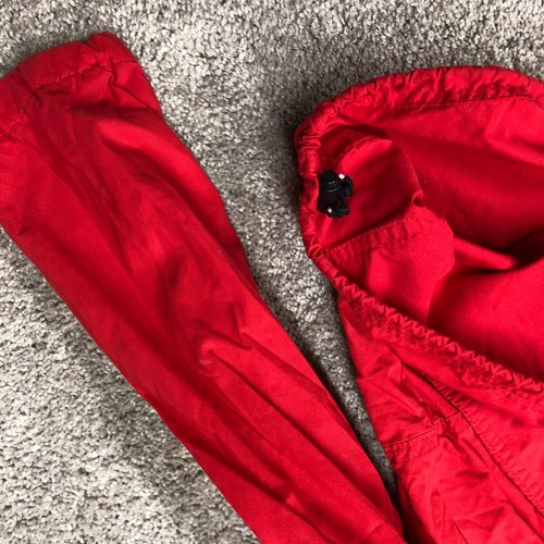 Giacca vintage LL Bean Rain Anorak uomo nylon medio con cappuccio sciolto rosso fabbrica USA - Foto 6 di 8