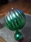 Vintage Green Silver Plastic Hanging Holiday Ornament 9-10" swirl Taiwan Xmas — photo 5