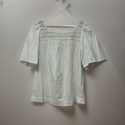 Gap Women S White Cotton Crochet Top Peasant Top