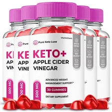 Pure Keto Luxe ACV Gummies, Max Strength Formula, Made in USA (5 Pack)