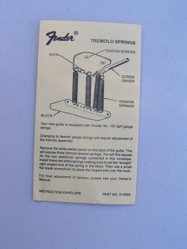 A7)  FENDER CASE CANDY - EMPTY STRATOCASTER SPRING ENVELOPE