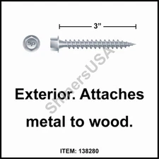 (1500) Type-S ExteriorPolegripper Screw 9-15 x 3 Hi- Hex Washer Head #138280