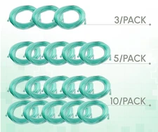 Medical Products - Oxygen Supply Adult Tubing Green 2050G-50 feet - QTY 3