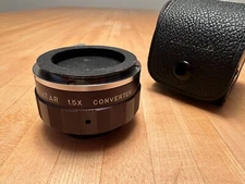 LENTAR 1.5x Converter Lens, black leather case, made in Japan