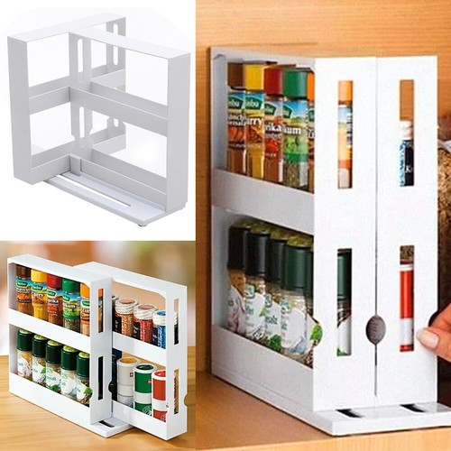 2-Tier Cupboard Seasoning Bottle Holder Spice Organizer Storage Rack ...