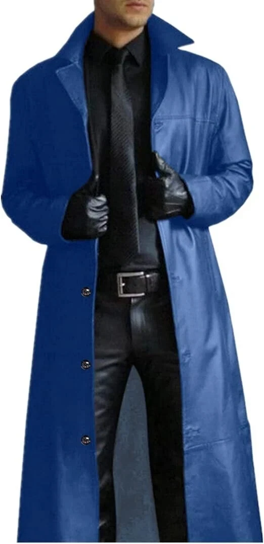 Blue Leather Outer Shell Trench Coats Coats, Jackets & Vests for