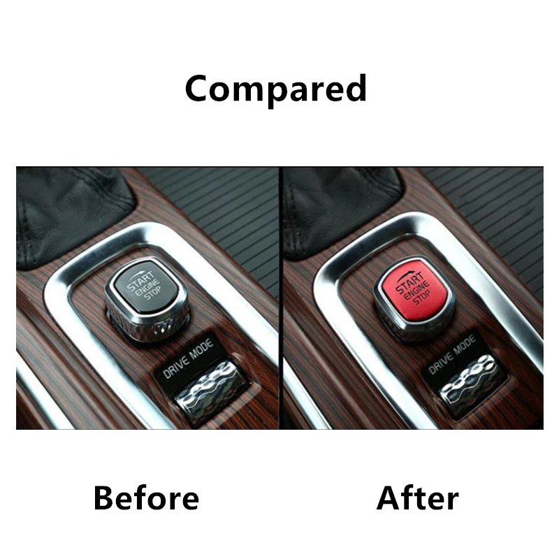 Cubierta de botón de arranque de motor de coche de aleación de aluminio rojo de lujo para Volvo V60 V90 19-21 Foto 3 de 3