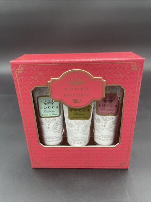 TOCCA Hand Cream Crema Veloce Florence, Cleopatra, Giulietta 1.5 oz ea Gift Box