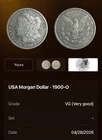 This is a 1900-O Morgan Silver Dollar in circulated condition.